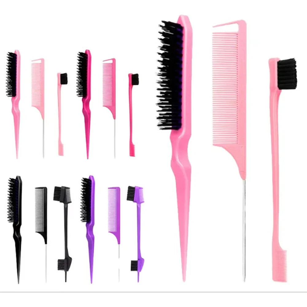 Kit para cabelo com pente separador, escova e acessórios
