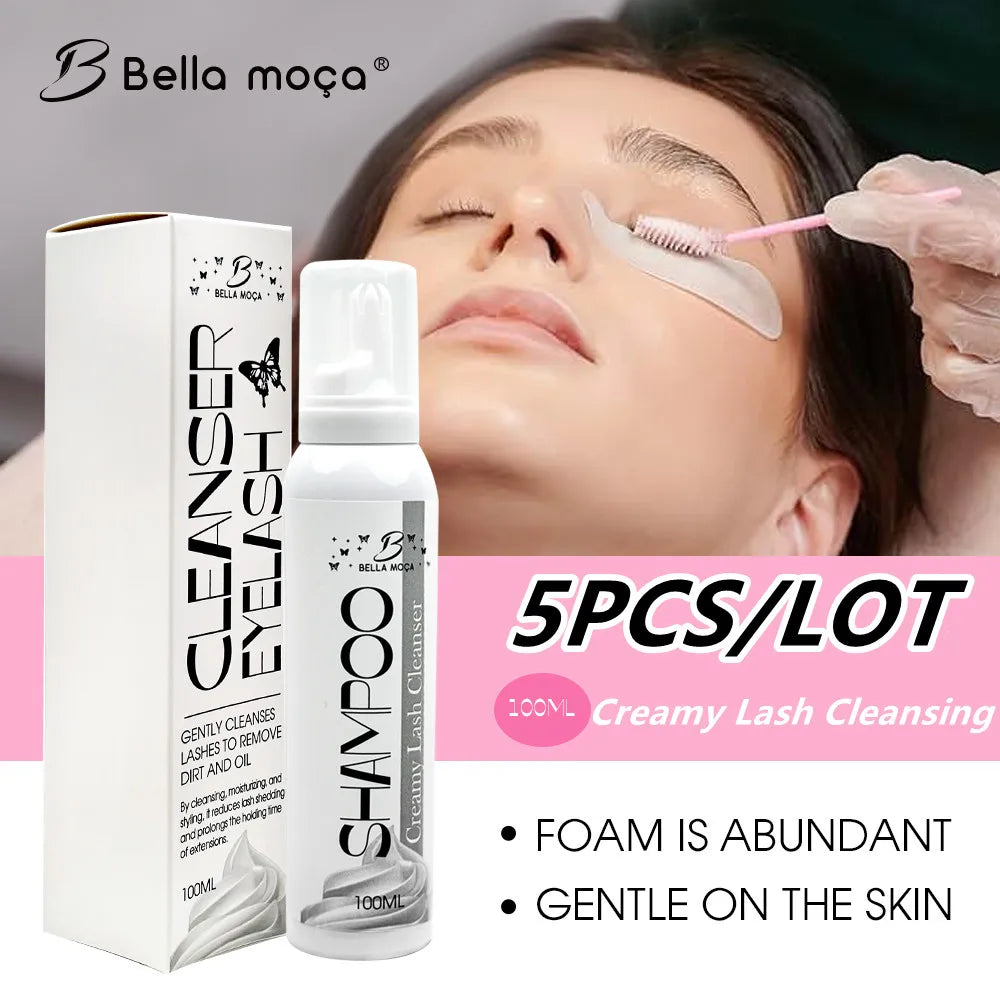 Kit com 5 shampoos em espuma para cílios Bella moça – 100 ml