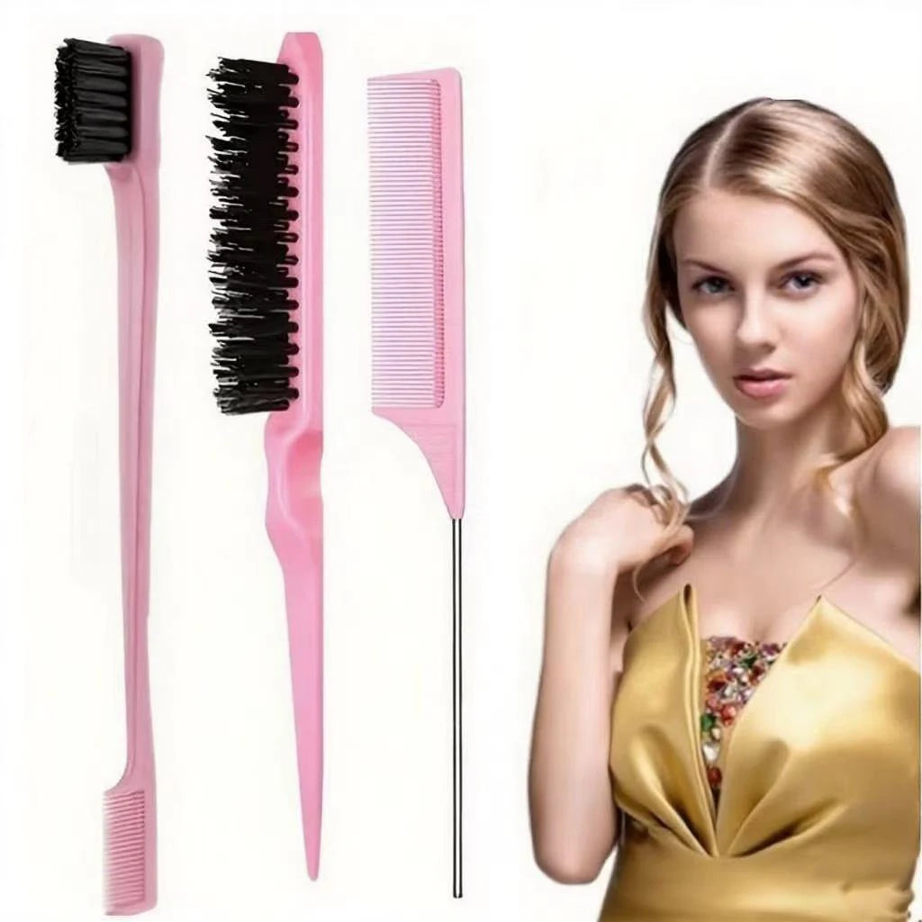 Kit para cabelo com pente separador, escova e acessórios