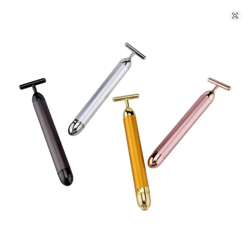 Massageador facial vibratório tipo T — dourado