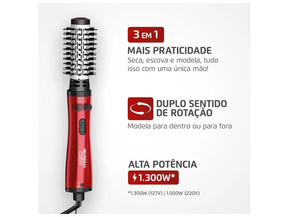Escova rotativa Mondial Red Infinity Keratin ERB-11-KR — bivolt