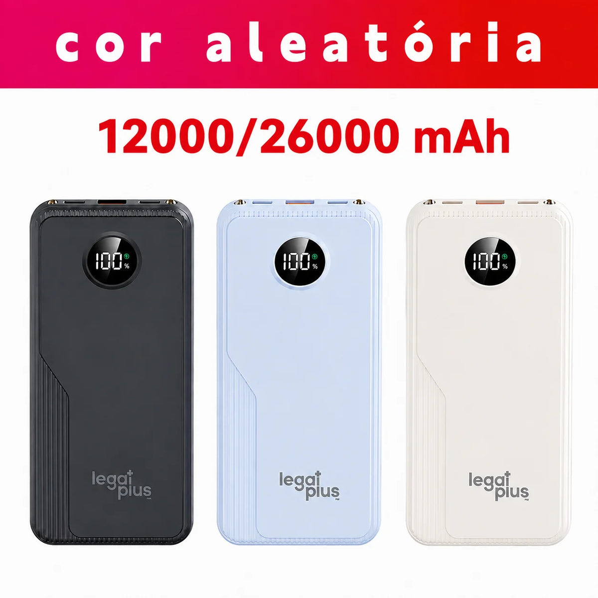 Power bank com 4 cabos integrados e visor digital — 22,5 W